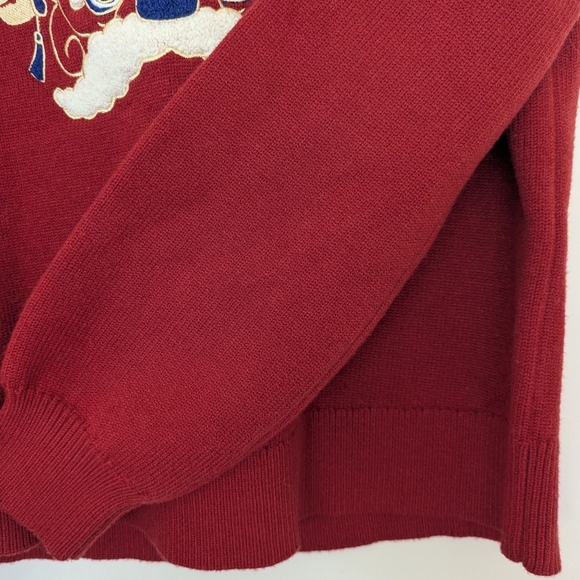 Kuose Red Women's Sweater with Embroidered Design, M - Picture 3 of 8